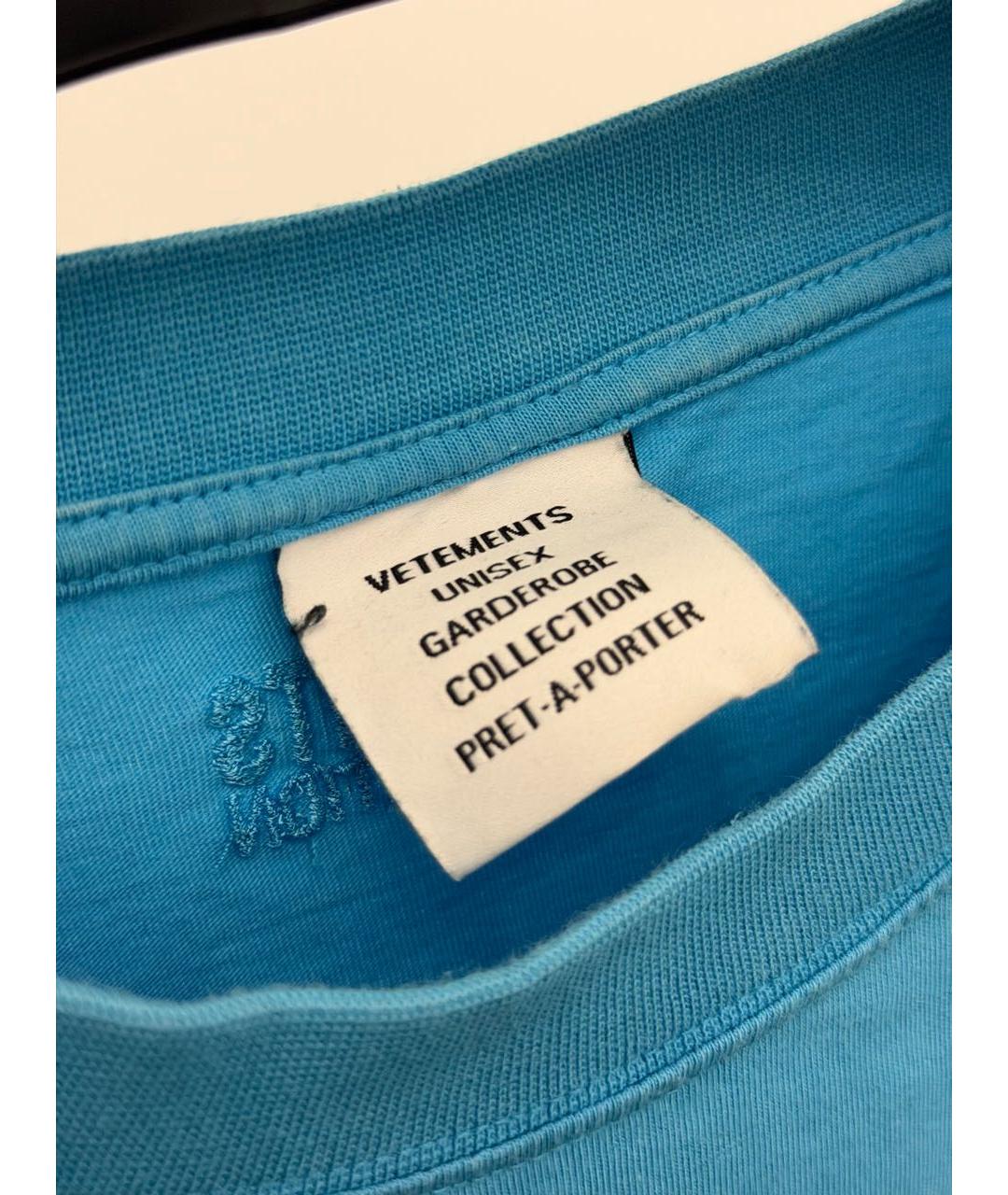 BALENCIAGA Бирюзовая хлопковая футболка, фото 2