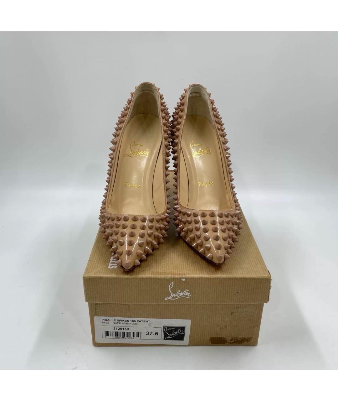 CHRISTIAN LOUBOUTIN Бежевые кожаные туфли, фото 4