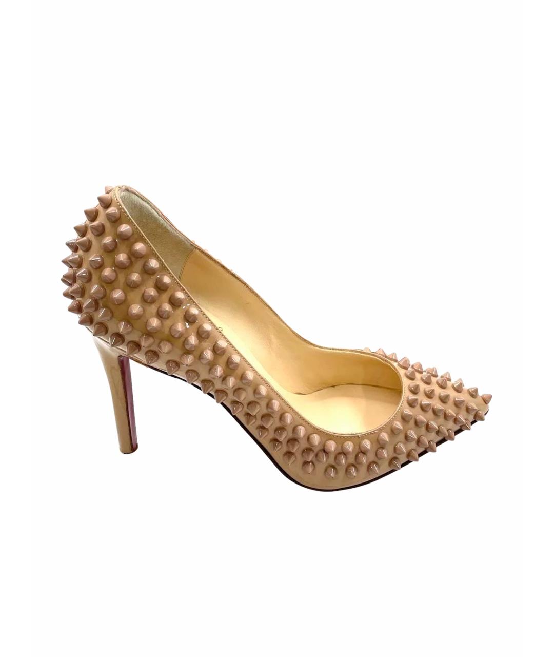CHRISTIAN LOUBOUTIN Бежевые кожаные туфли, фото 1