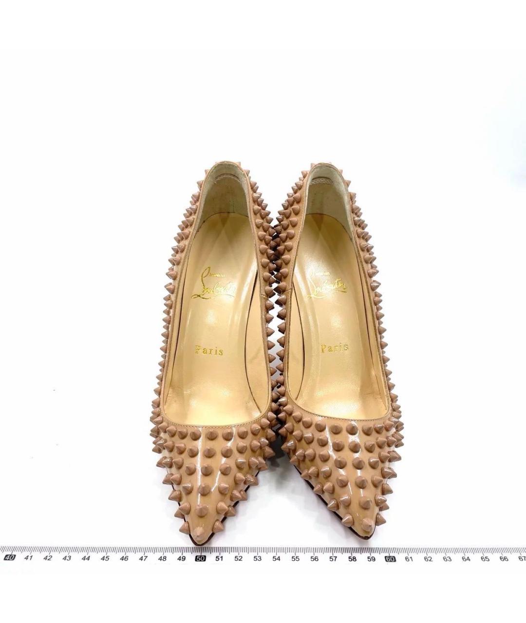CHRISTIAN LOUBOUTIN Бежевые кожаные туфли, фото 2