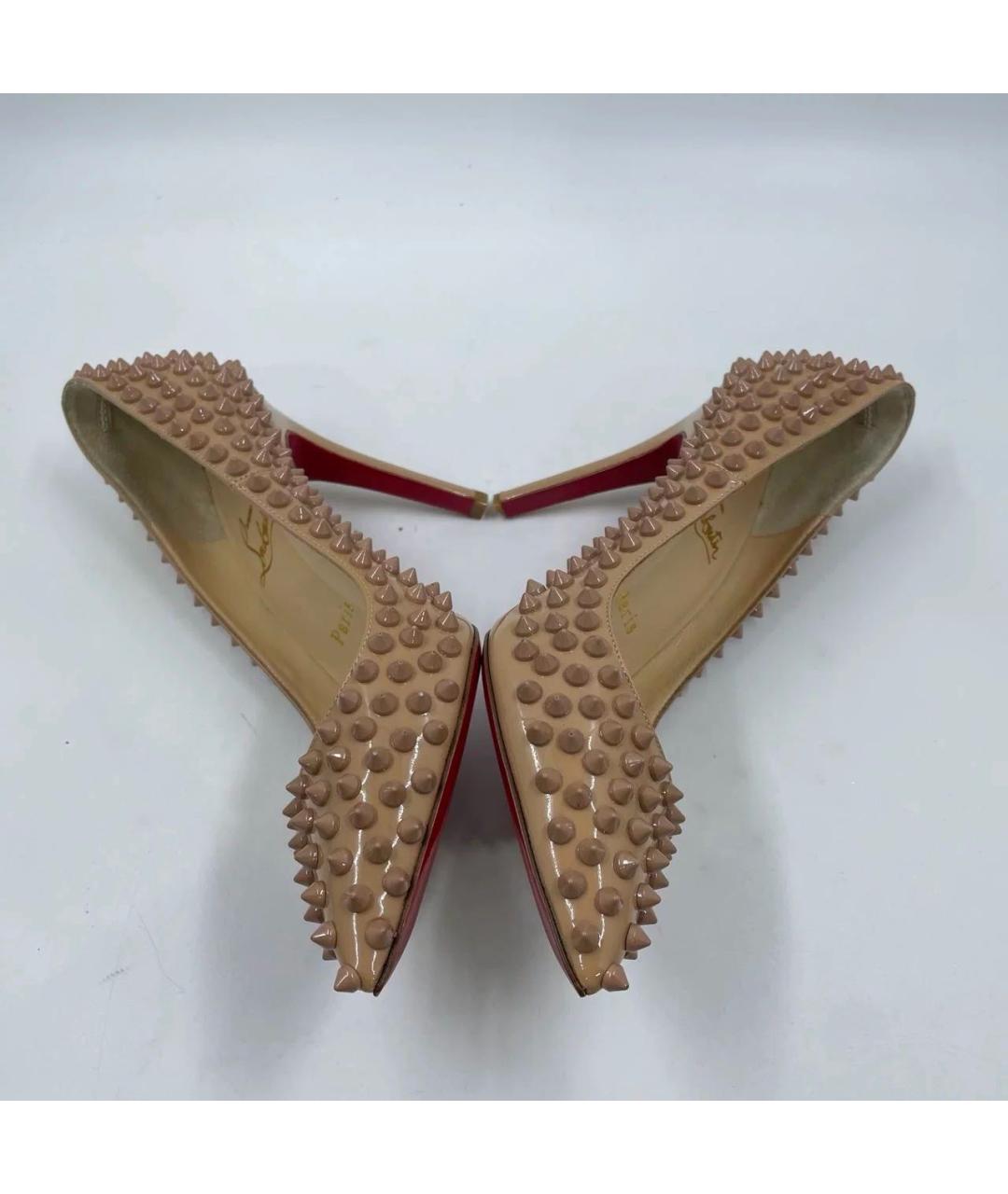 CHRISTIAN LOUBOUTIN Бежевые кожаные туфли, фото 7
