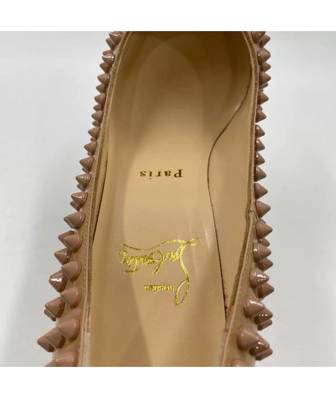CHRISTIAN LOUBOUTIN Бежевые кожаные туфли, фото 5