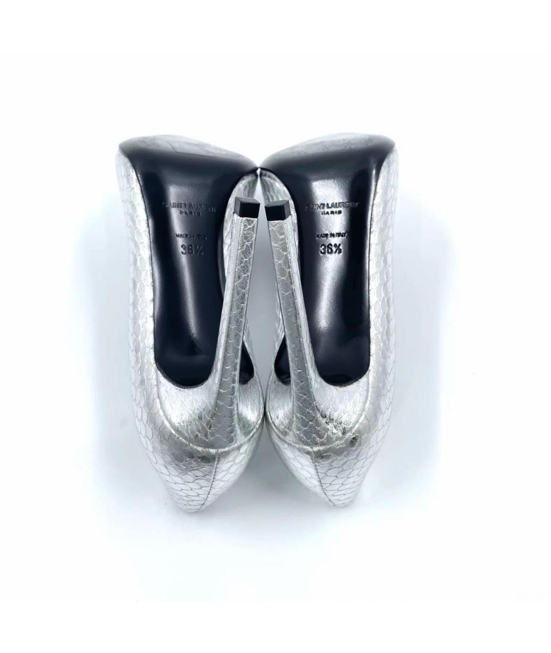 SAINT LAURENT Серебряные кожаные туфли, фото 5