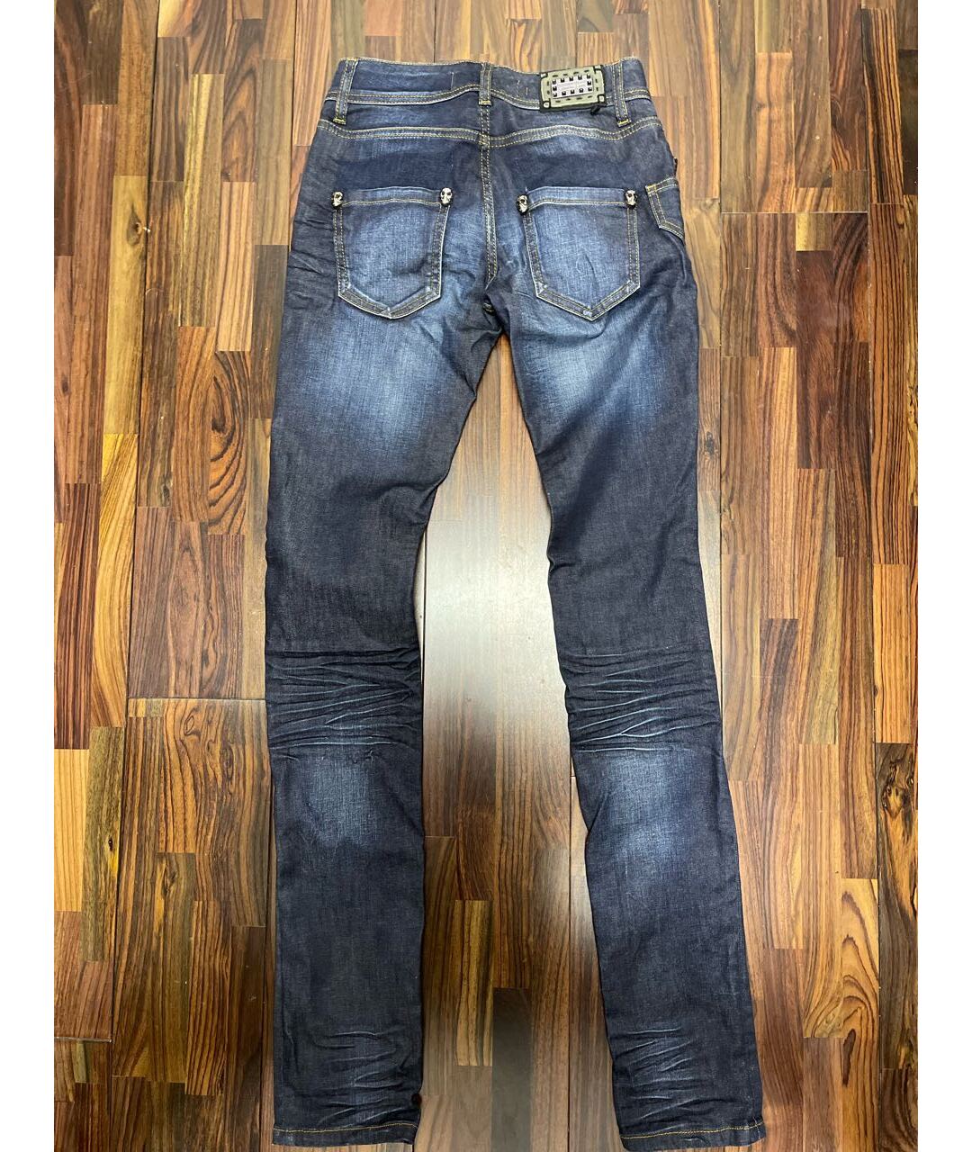 PHILIPP PLEIN Синие хлопковые прямые джинсы, фото 2