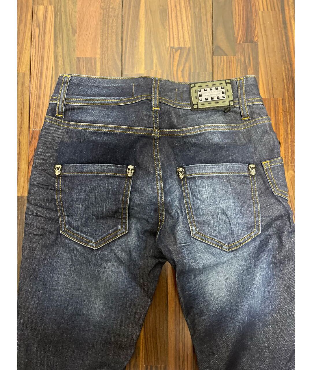PHILIPP PLEIN Синие хлопковые прямые джинсы, фото 4