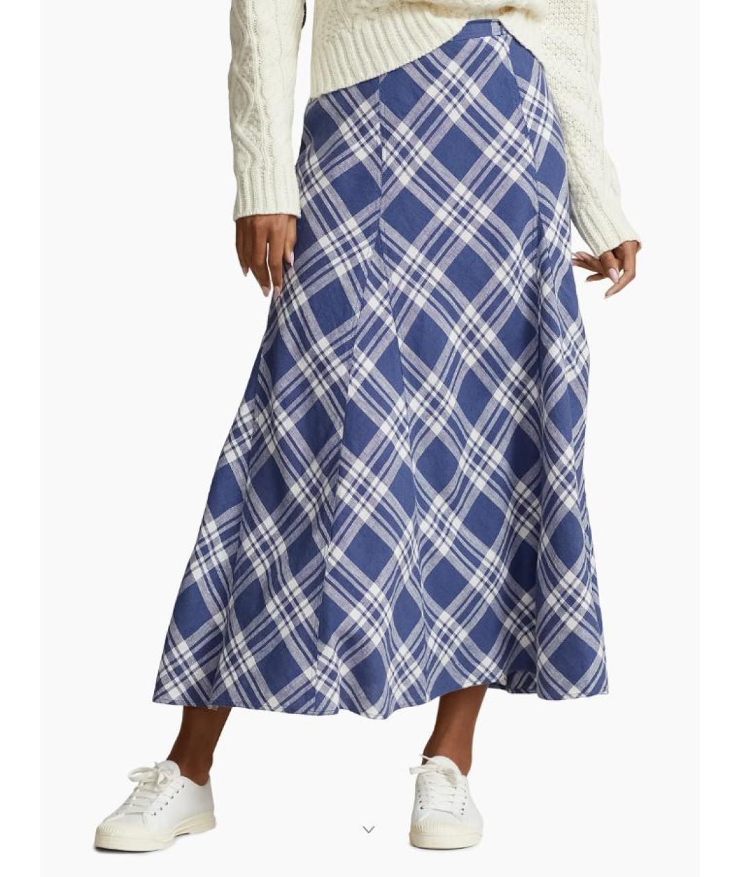 POLO RALPH LAUREN Синяя льняная юбка макси, фото 2