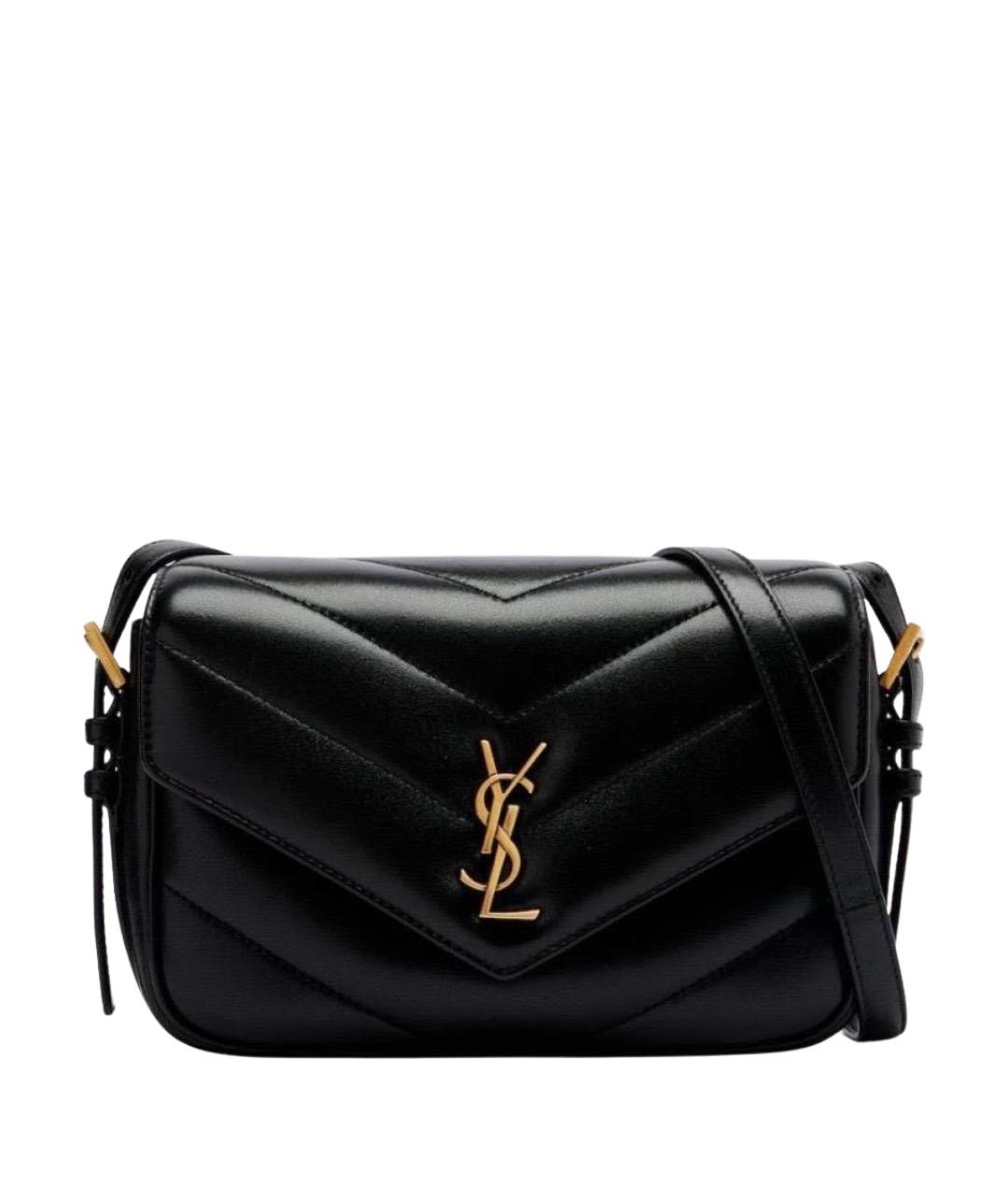 SAINT LAURENT Черная кожаная сумка через плечо, фото 1