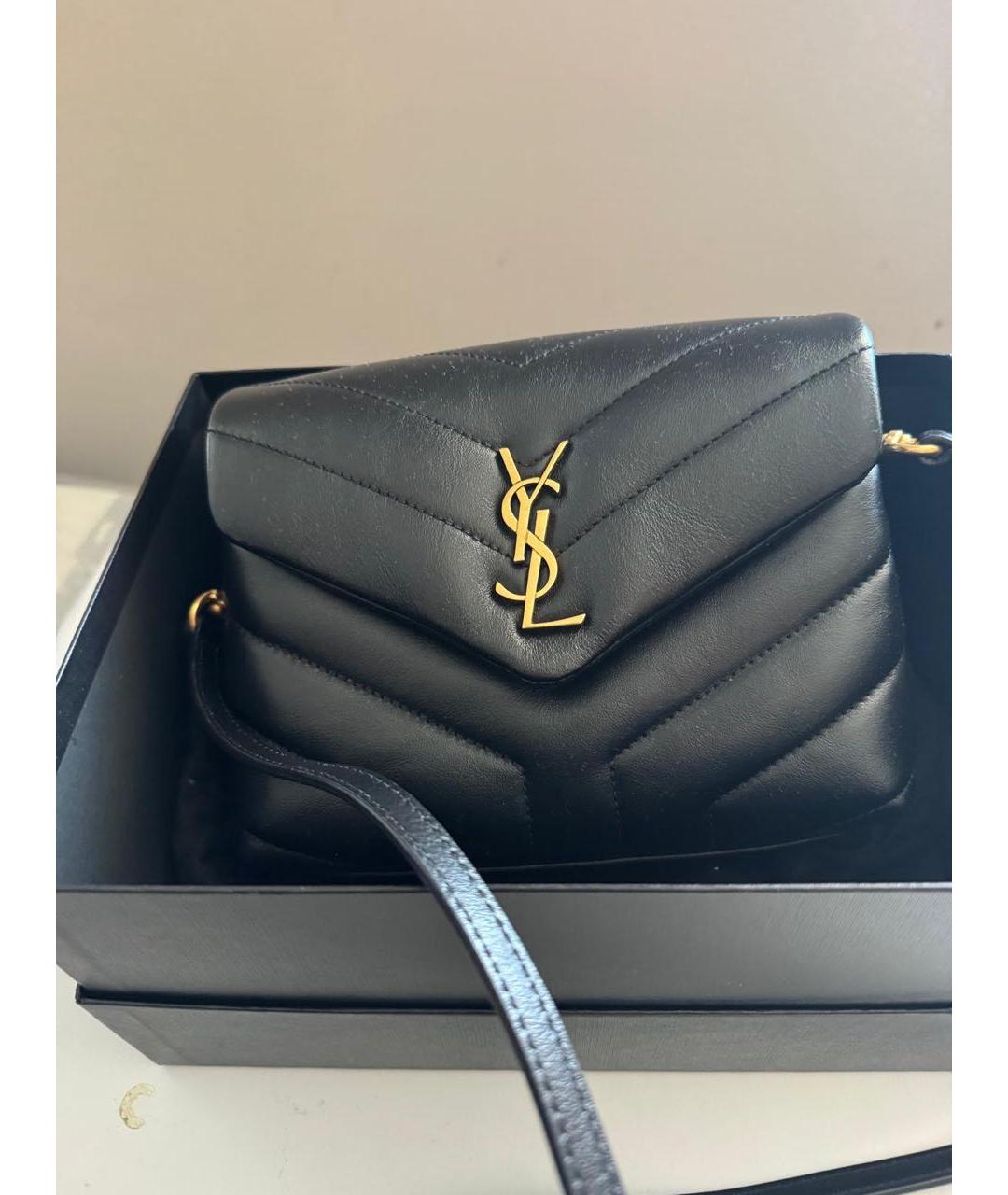 SAINT LAURENT Черная кожаная сумка через плечо, фото 2
