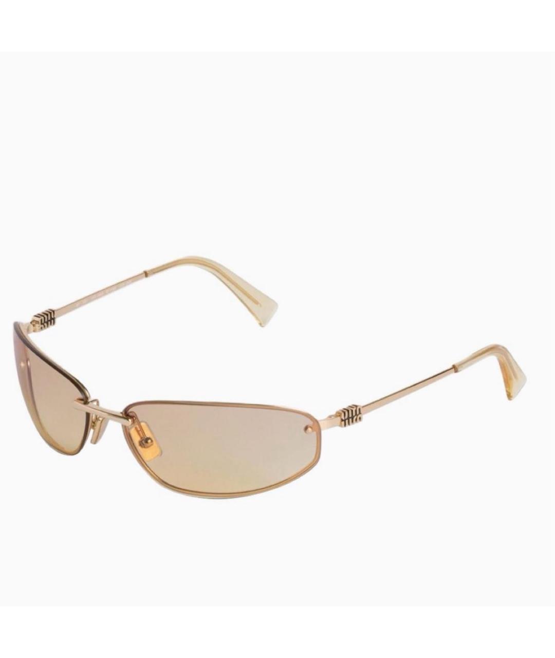 MIU MIU Бежевые металлические солнцезащитные очки, фото 2