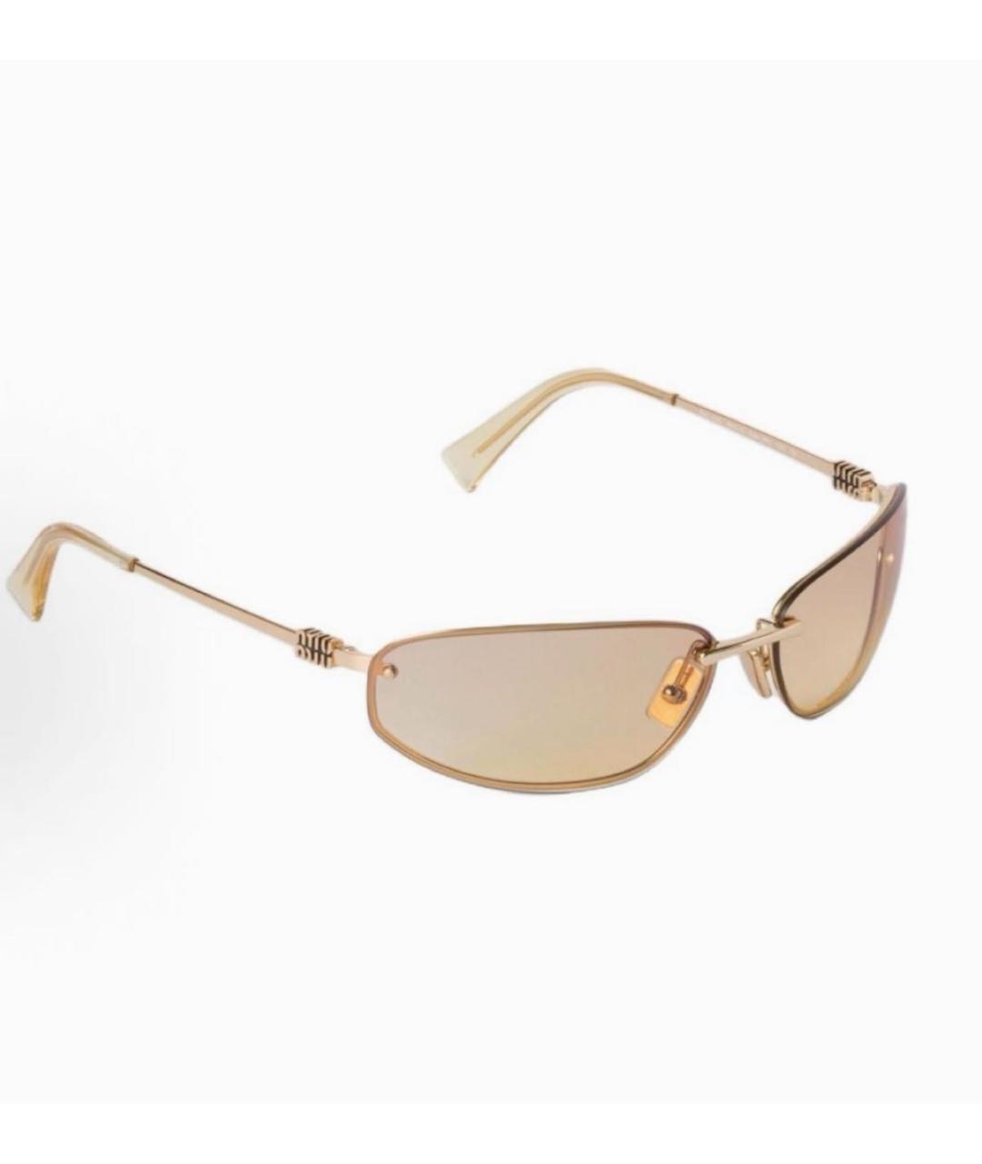 MIU MIU Бежевые металлические солнцезащитные очки, фото 4