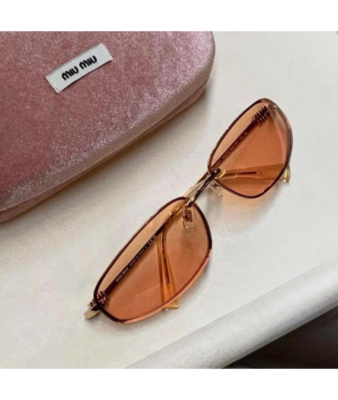 MIU MIU Бежевые металлические солнцезащитные очки, фото 6
