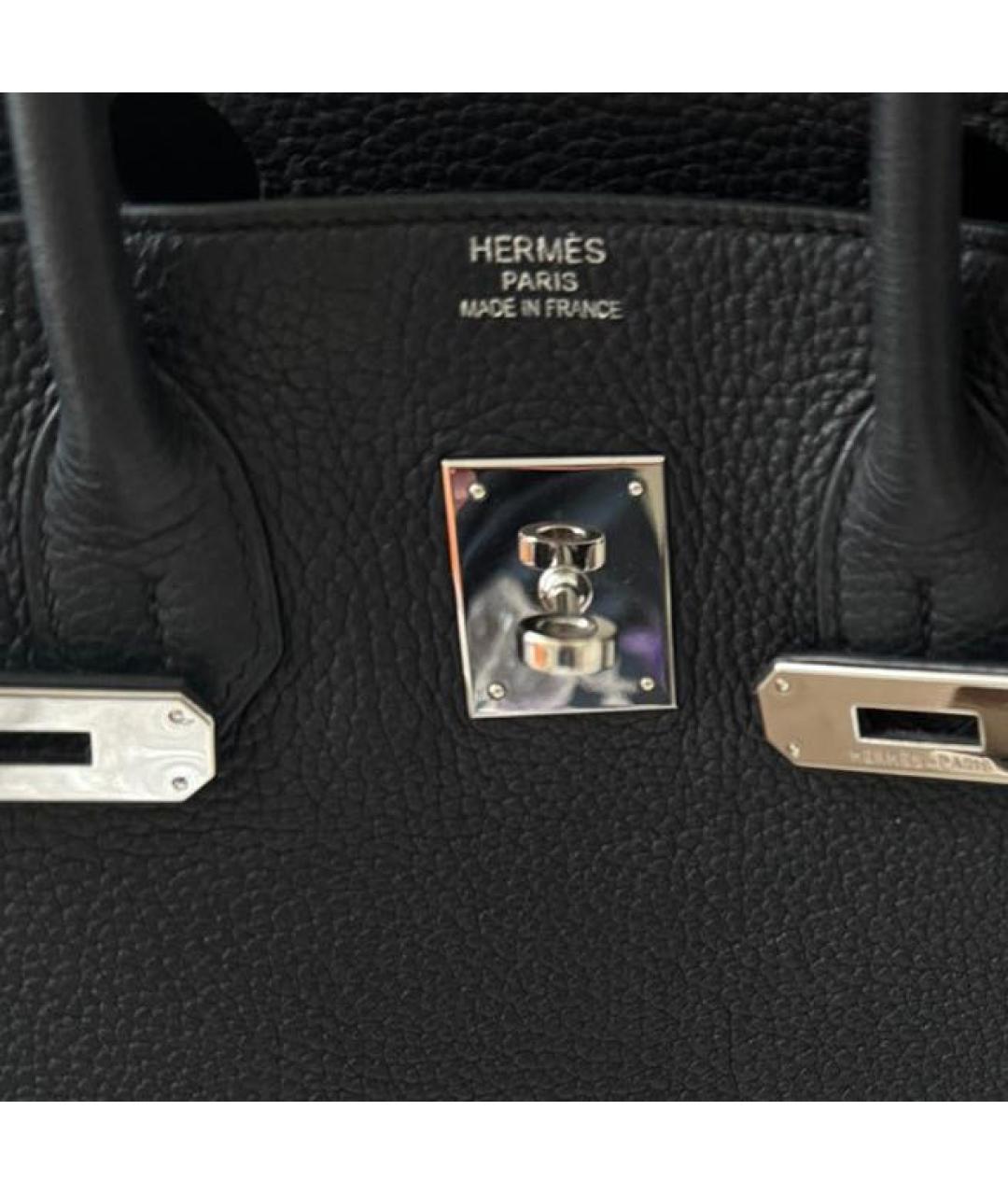 HERMES Черная кожаная сумка с короткими ручками, фото 5