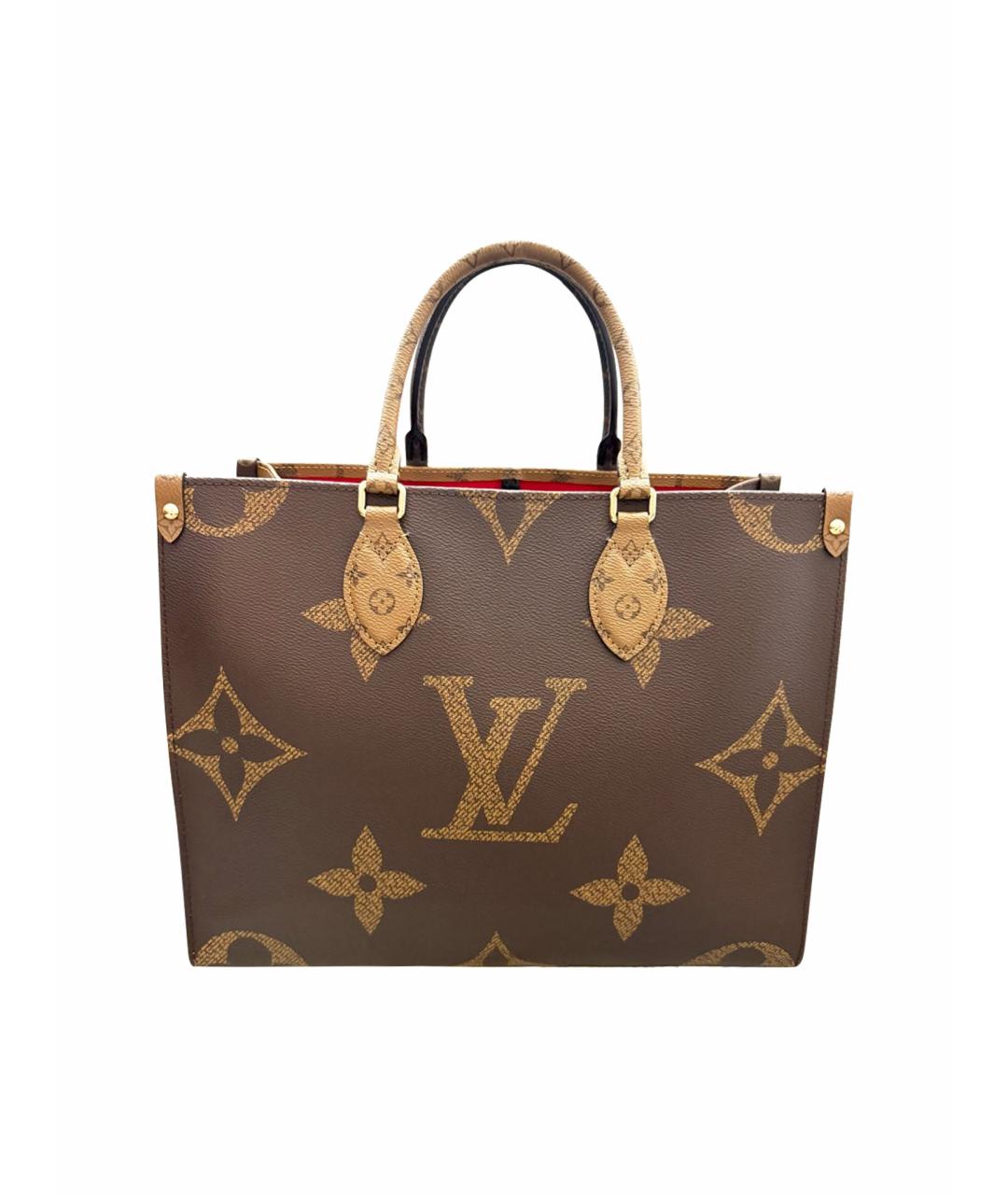 LOUIS VUITTON Коричневая кожаная сумка с короткими ручками, фото 1