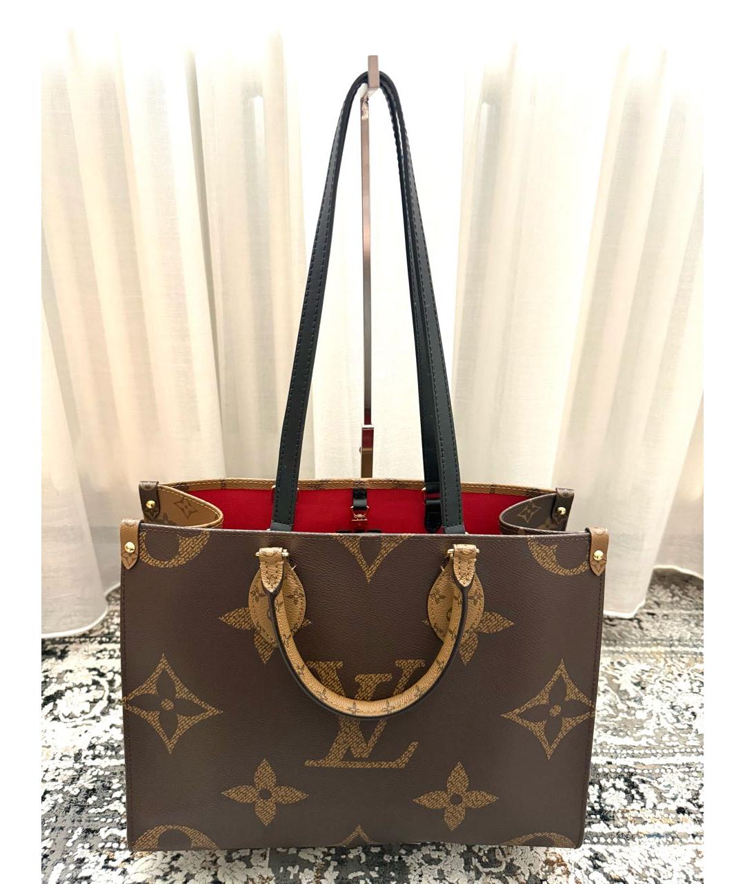 LOUIS VUITTON Коричневая кожаная сумка с короткими ручками, фото 2