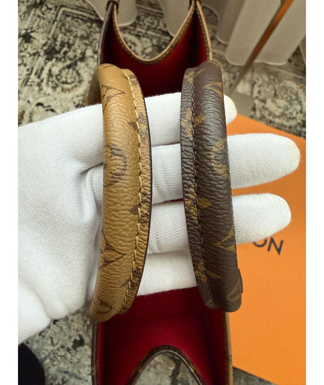 LOUIS VUITTON Коричневая кожаная сумка с короткими ручками, фото 8