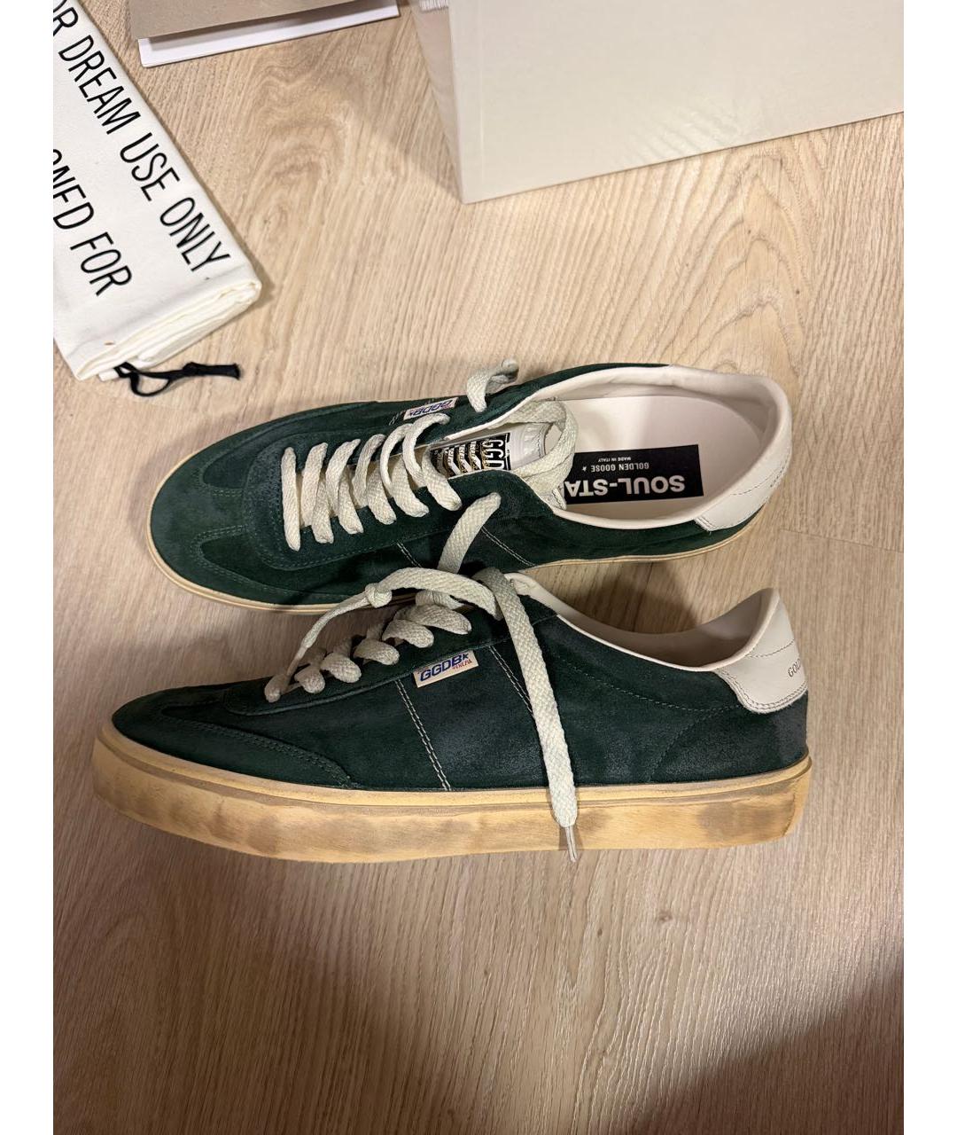 GOLDEN GOOSE DELUXE BRAND Зеленые замшевые низкие кроссовки / кеды, фото 7