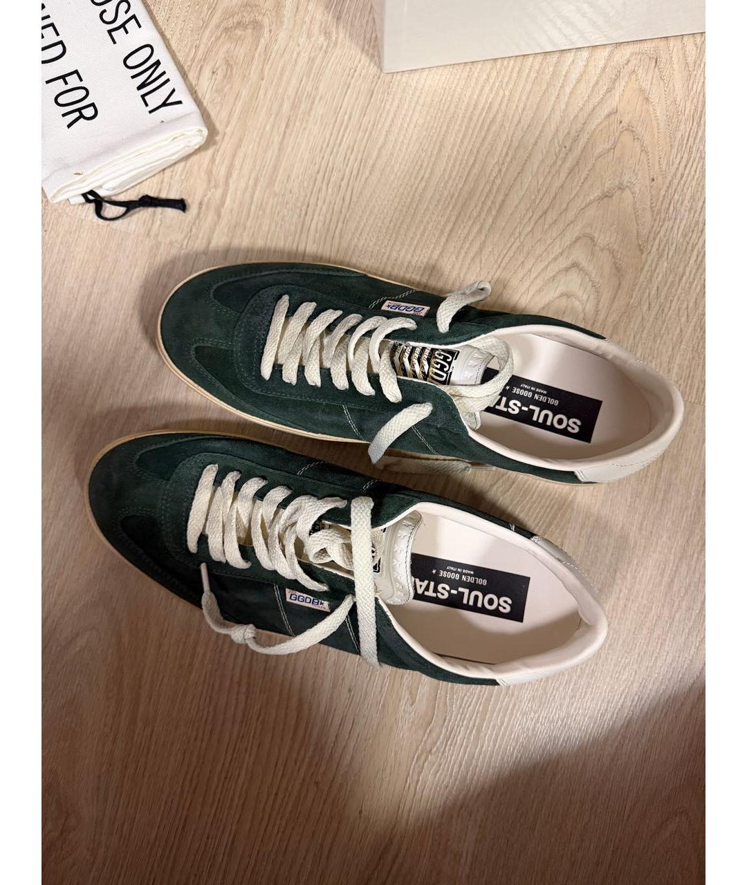 GOLDEN GOOSE DELUXE BRAND Зеленые замшевые низкие кроссовки / кеды, фото 2