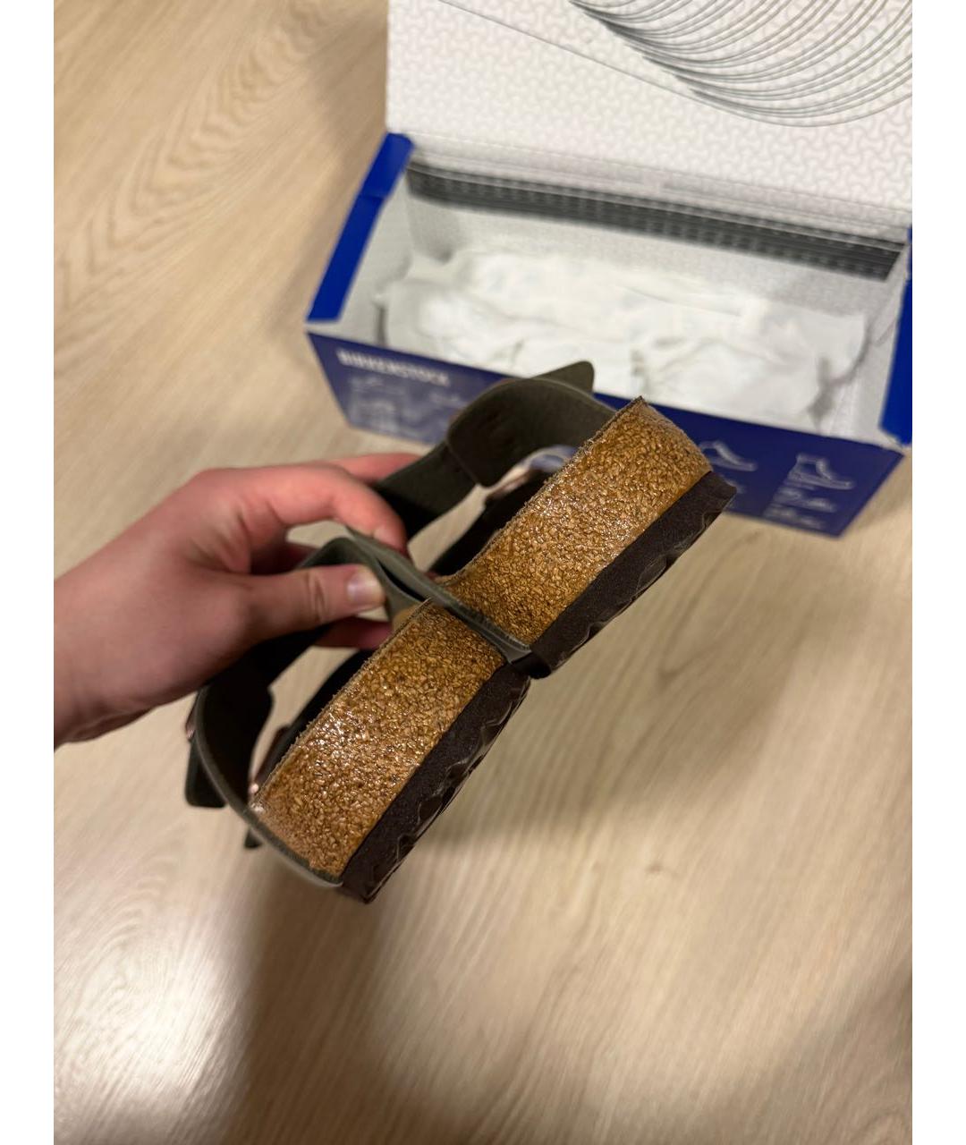 BIRKENSTOCK Серые нубуковые сандалии, фото 3