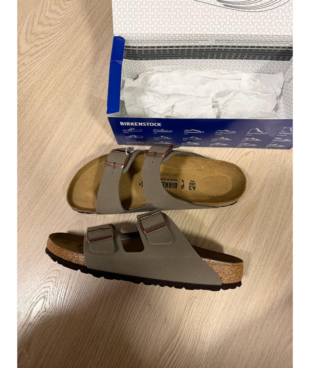 BIRKENSTOCK Серые нубуковые сандалии, фото 6