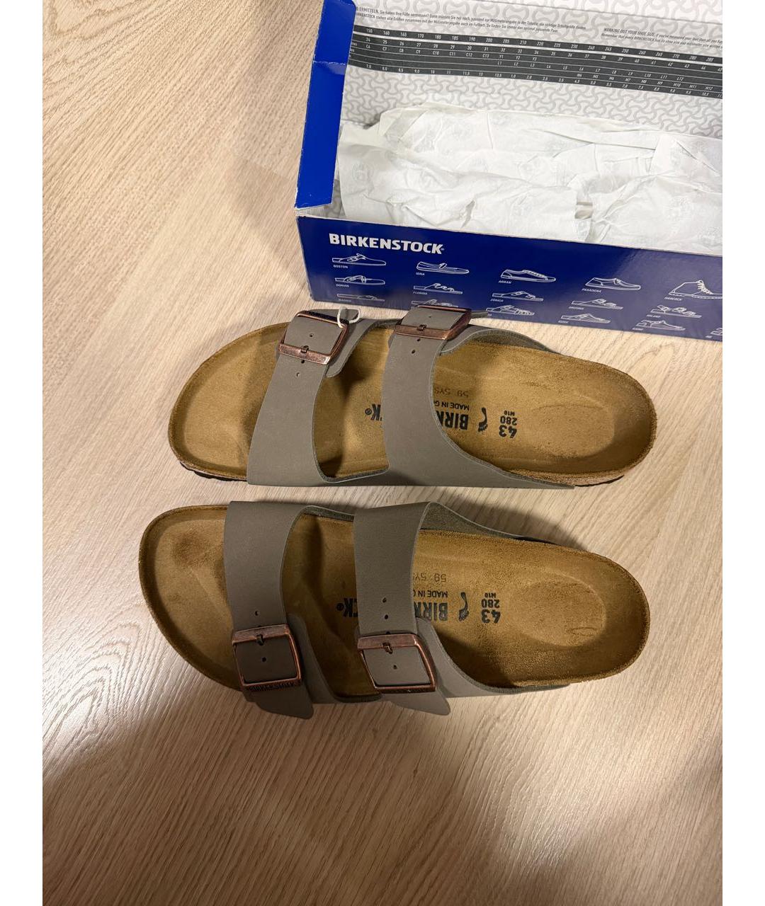 BIRKENSTOCK Серые нубуковые сандалии, фото 2