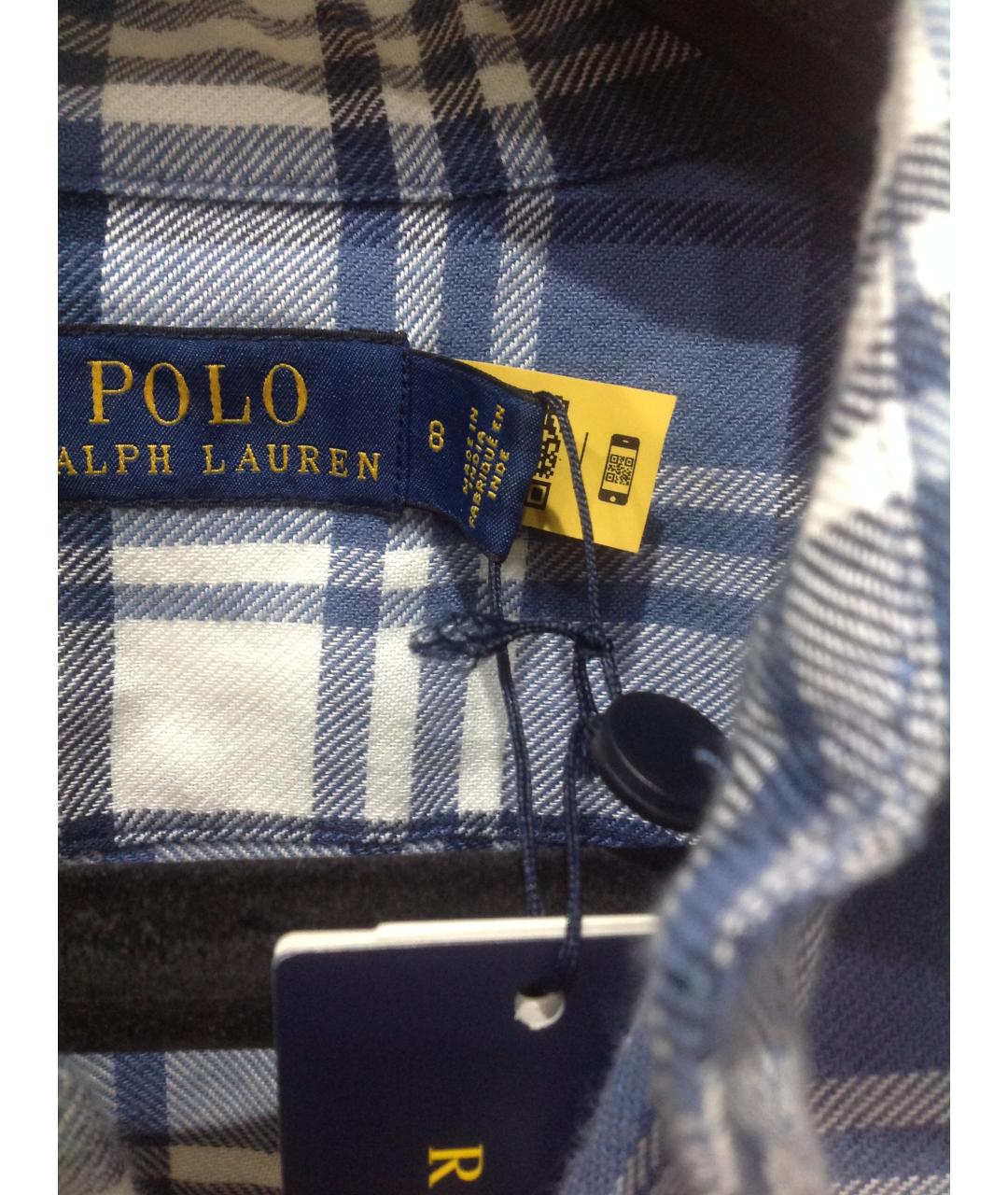 POLO RALPH LAUREN Синее хлопковое повседневное платье, фото 8