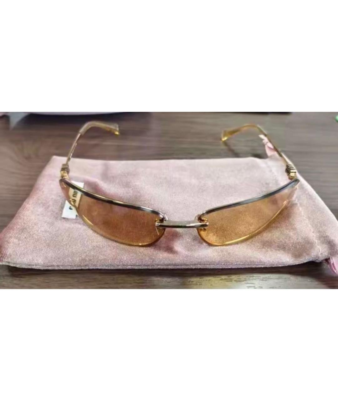 MIU MIU Золотые металлические солнцезащитные очки, фото 5