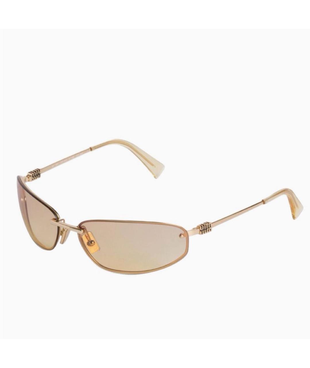 MIU MIU Золотые металлические солнцезащитные очки, фото 2