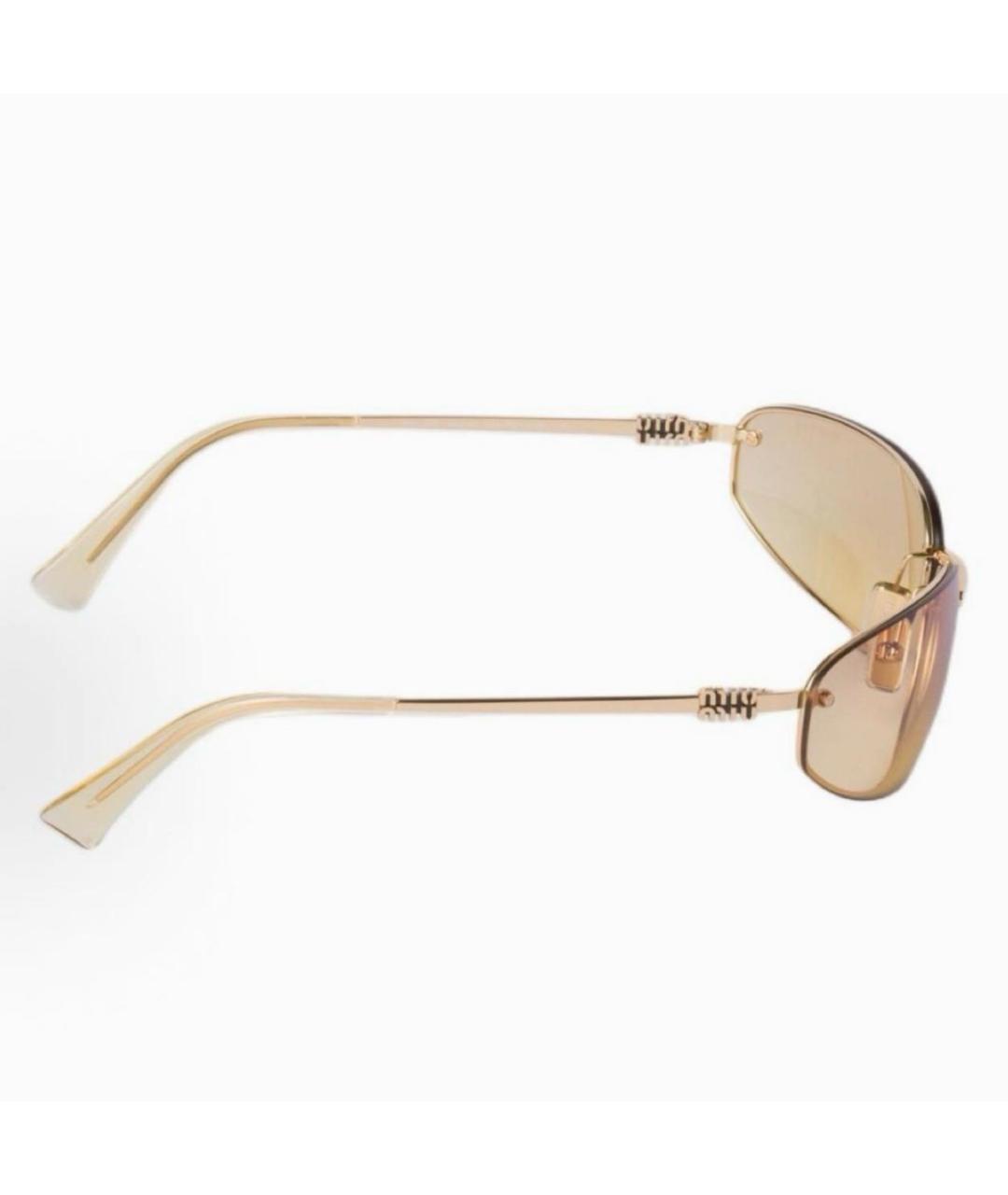 MIU MIU Золотые металлические солнцезащитные очки, фото 3