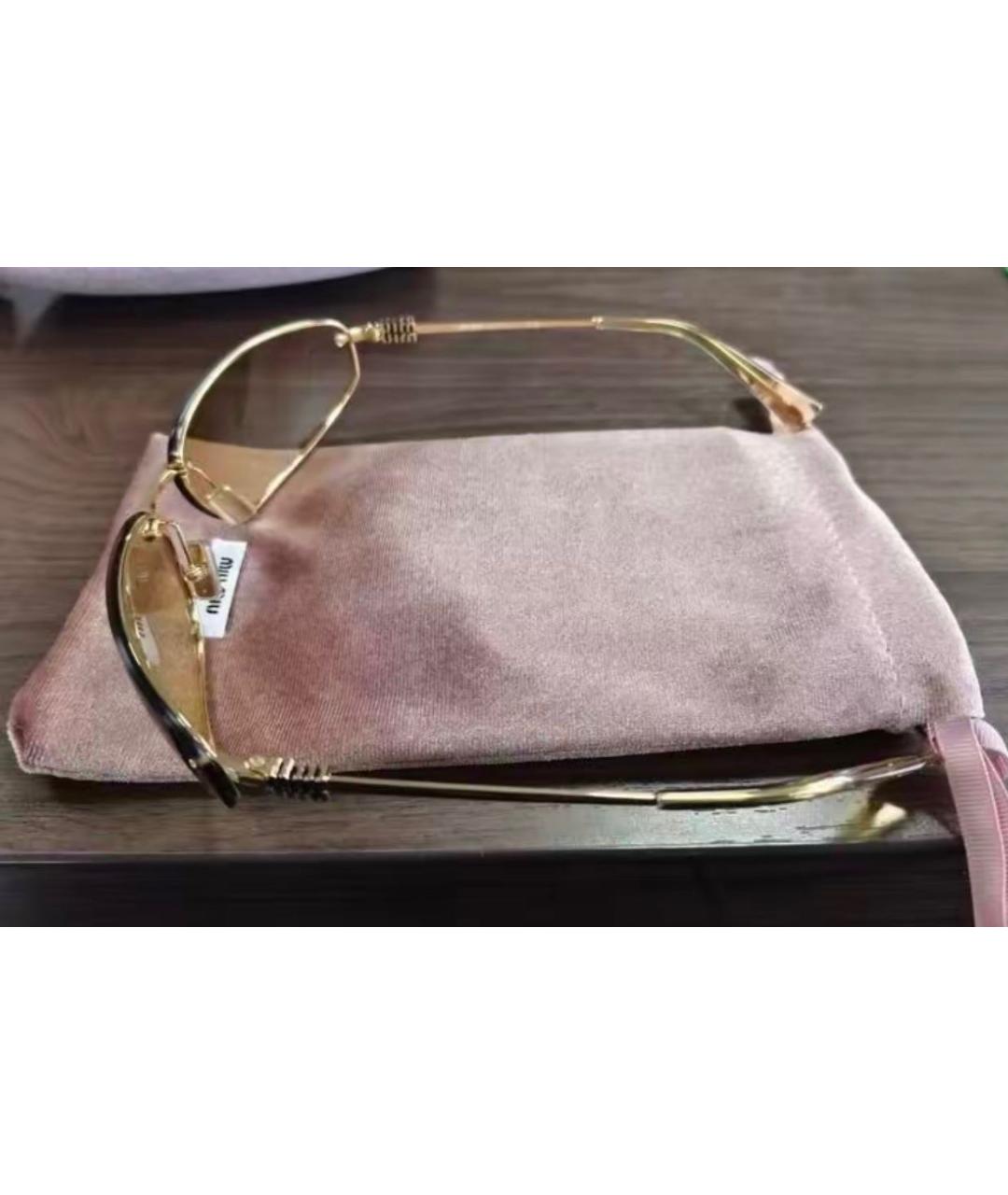 MIU MIU Золотые металлические солнцезащитные очки, фото 7
