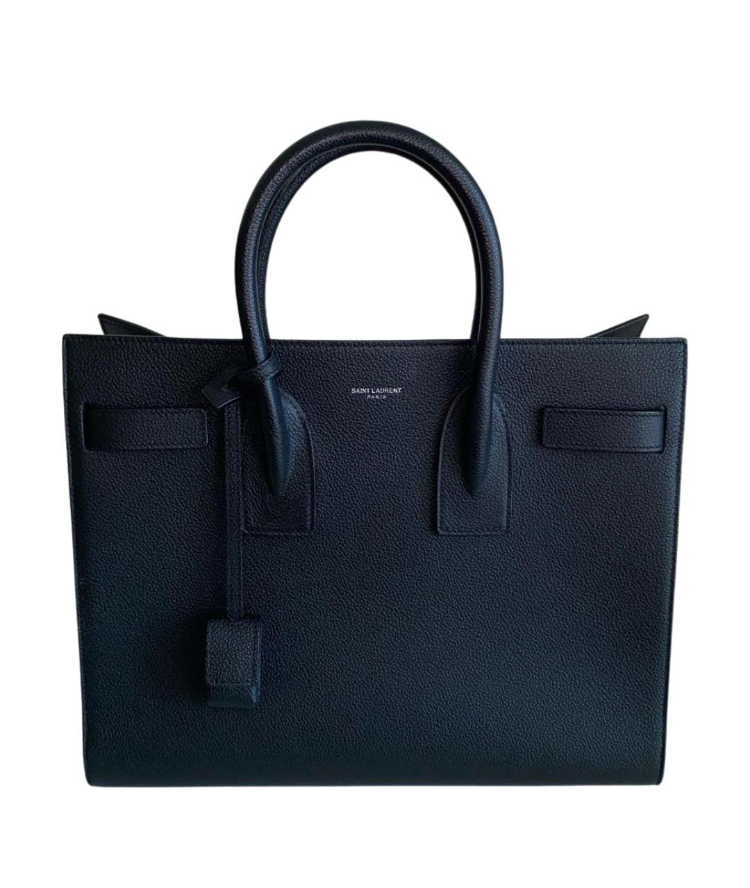 SAINT LAURENT Черная кожаная сумка с короткими ручками, фото 1
