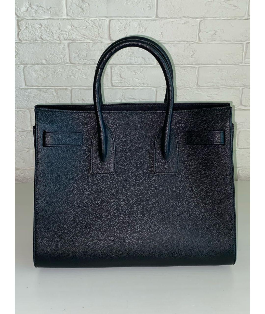 SAINT LAURENT Черная кожаная сумка с короткими ручками, фото 2