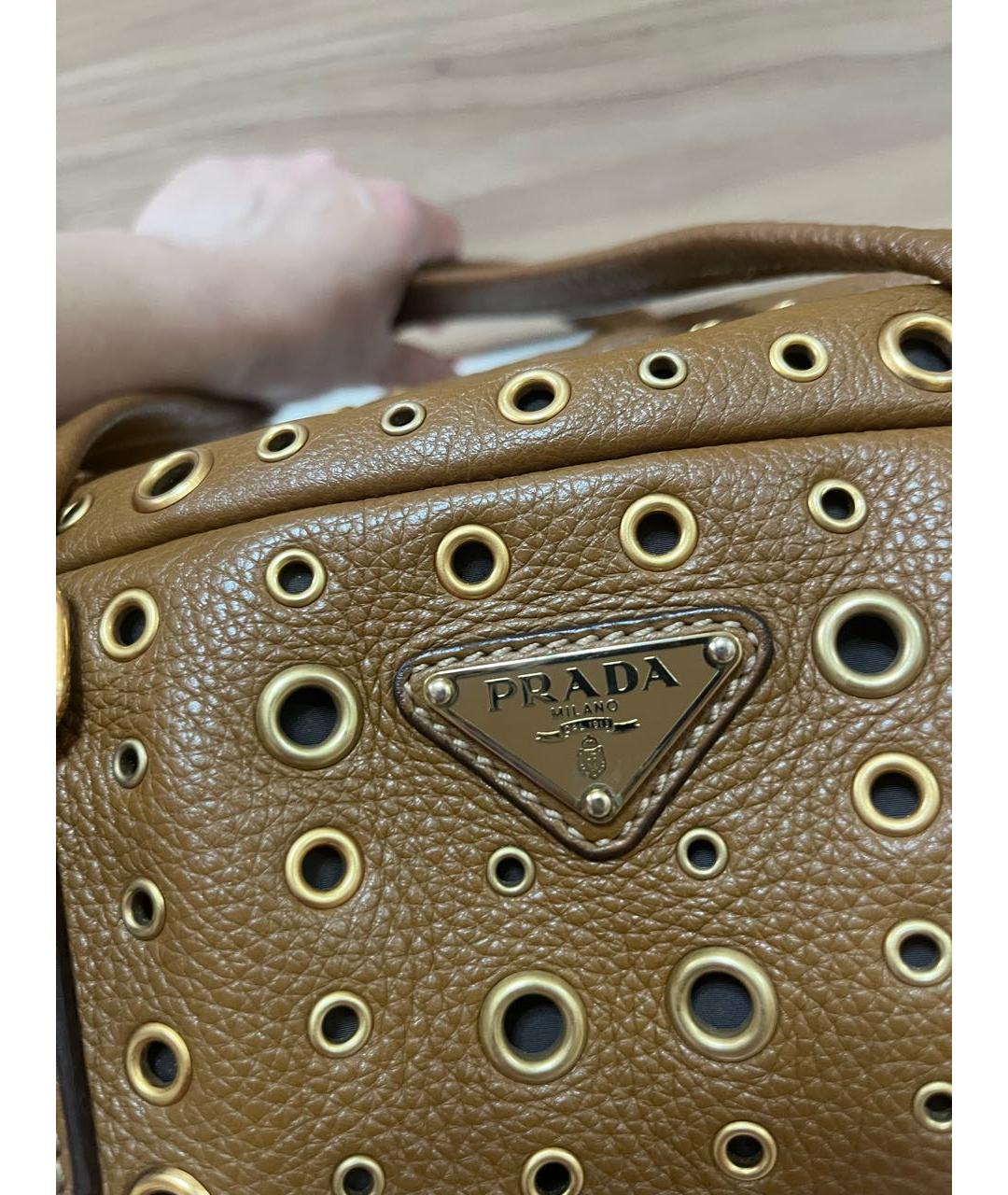 PRADA Коричневая кожаная сумка тоут, фото 7