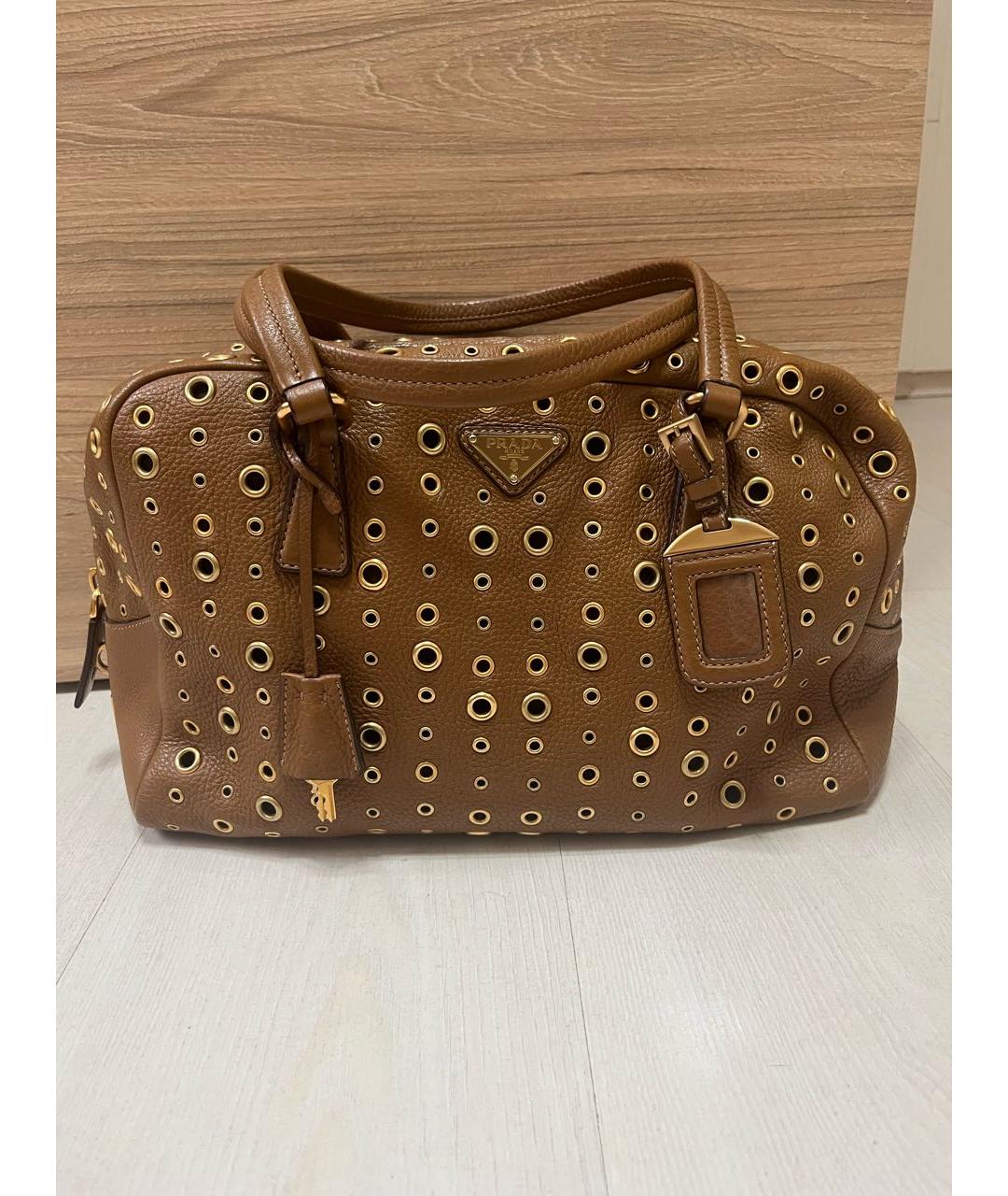 PRADA Коричневая кожаная сумка тоут, фото 9