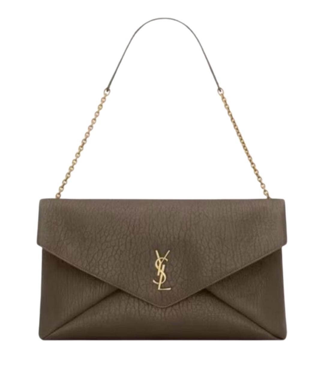 SAINT LAURENT Коричневая кожаная сумка через плечо, фото 1