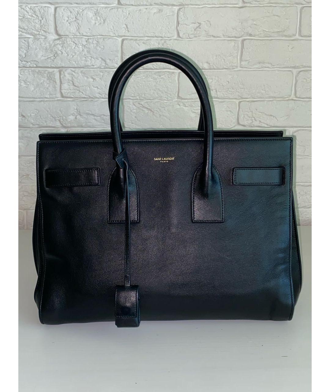 SAINT LAURENT Черная кожаная сумка с короткими ручками, фото 9