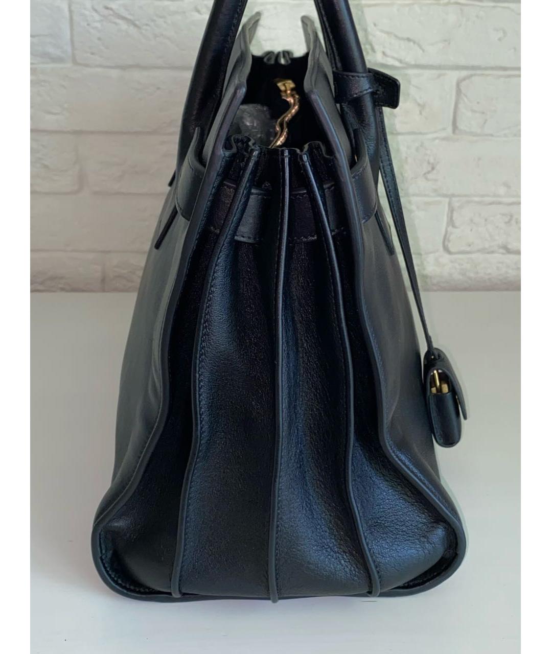 SAINT LAURENT Черная кожаная сумка с короткими ручками, фото 4