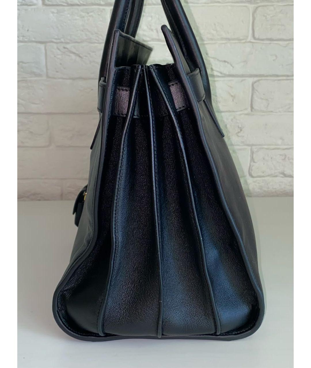 SAINT LAURENT Черная кожаная сумка с короткими ручками, фото 3