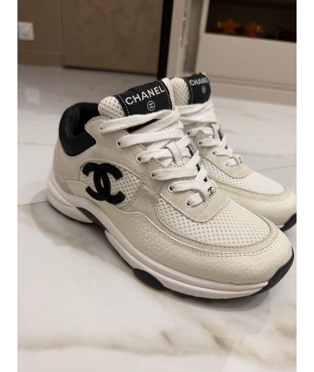 CHANEL Белые кожаные кроссовки, фото 7