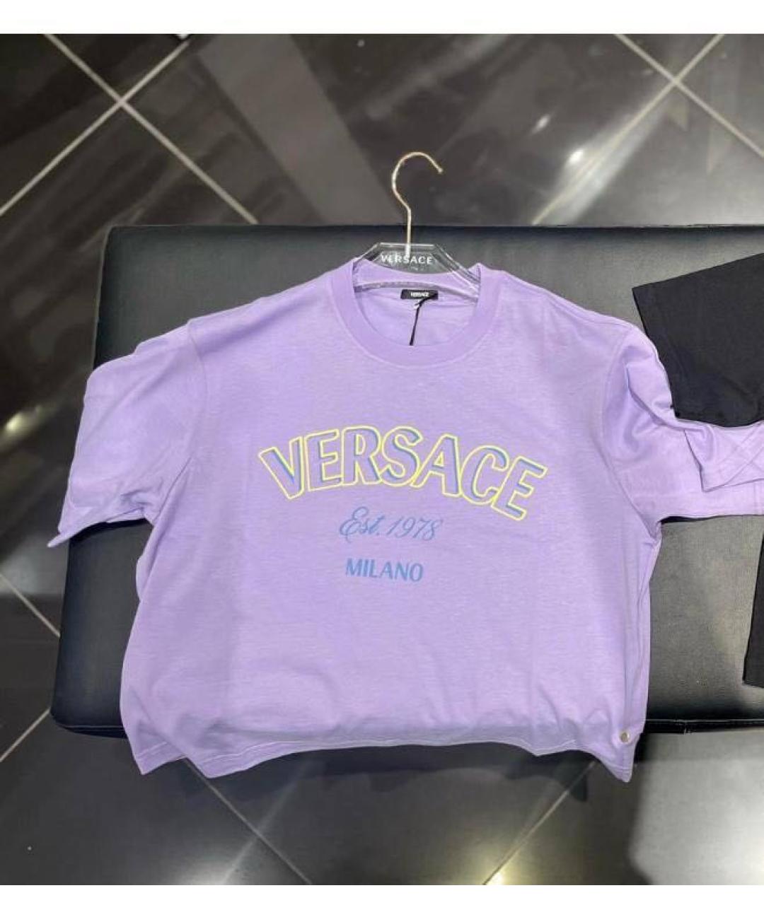 VERSACE Фиолетовая хлопковая футболка, фото 5