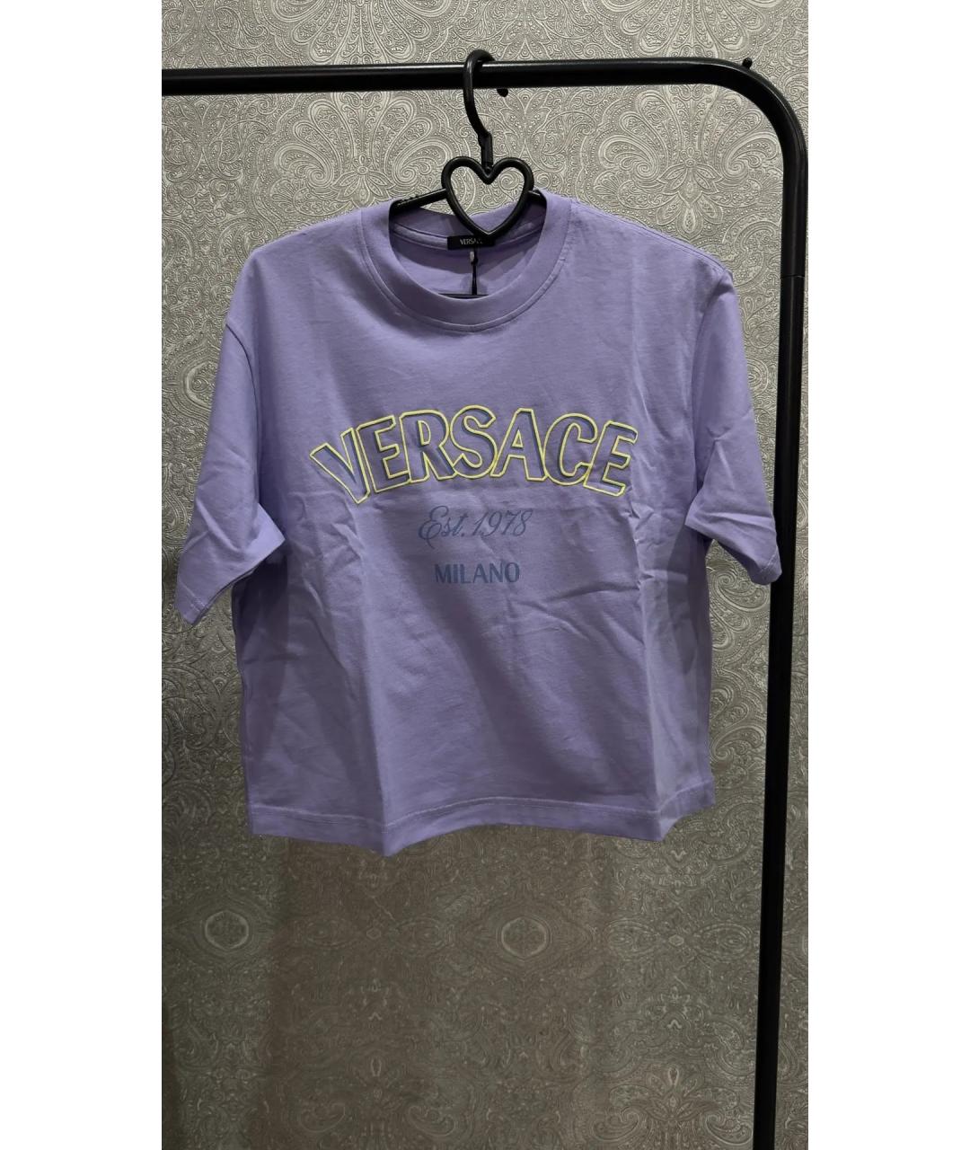 VERSACE Фиолетовая хлопковая футболка, фото 4