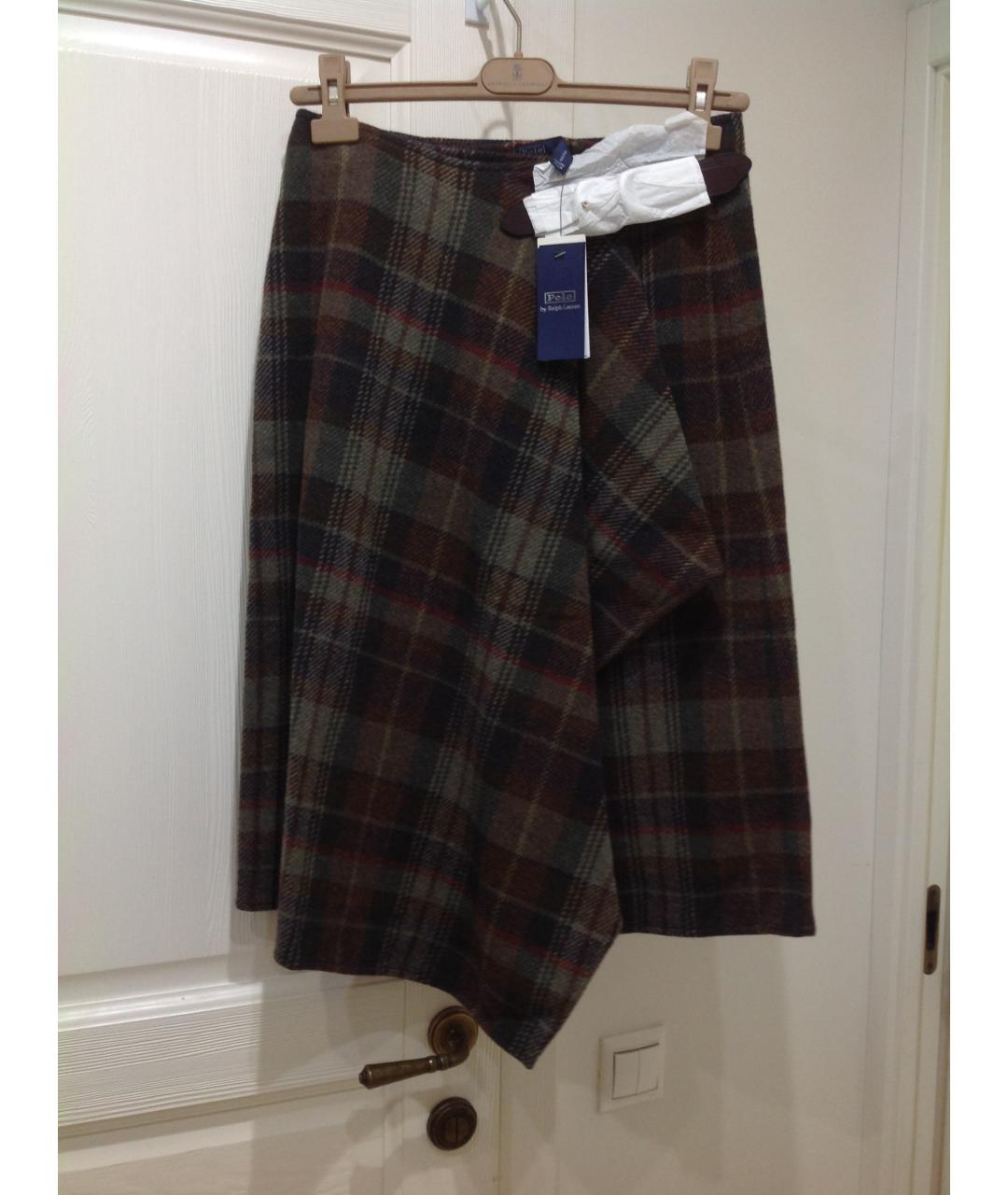 POLO RALPH LAUREN Мульти шерстяная юбка миди, фото 2