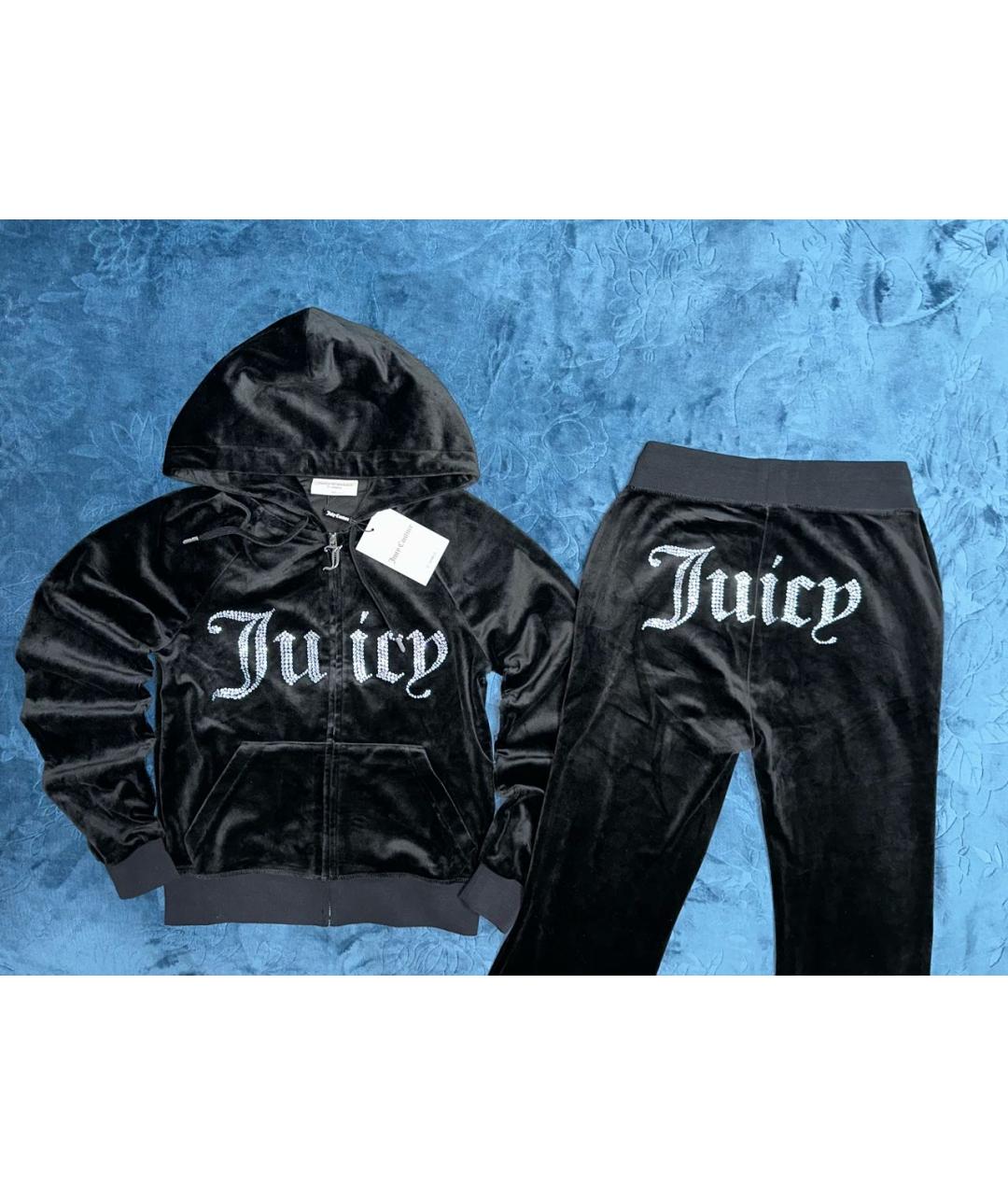 JUICY COUTURE Черный велюровый костюм с брюками, фото 2
