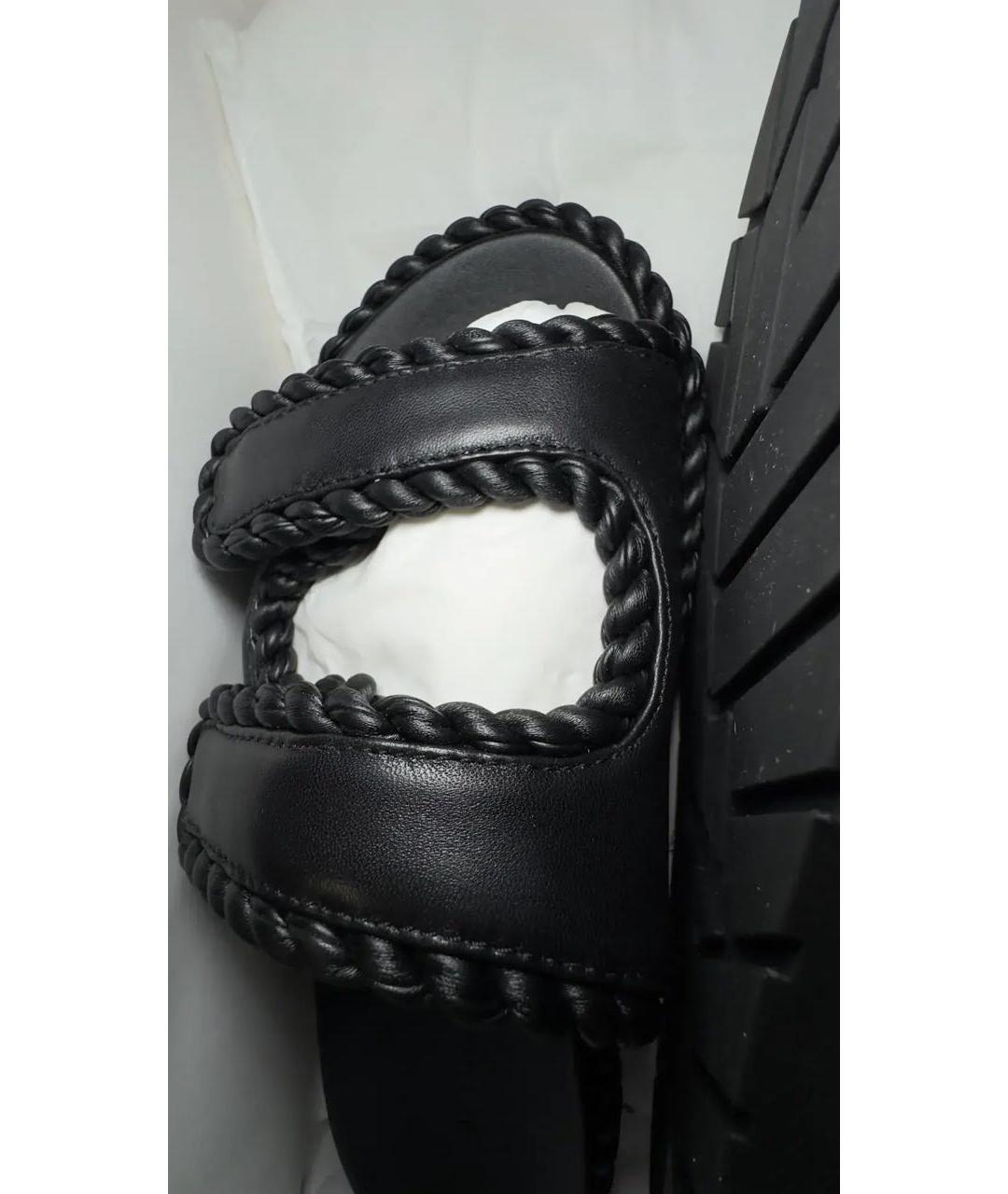 BOTTEGA VENETA Черные кожаные шлепанцы, фото 3