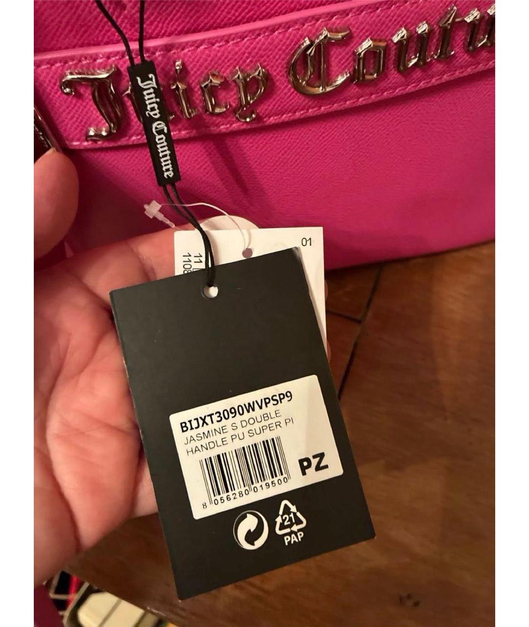 JUICY COUTURE Розовая сумка с короткими ручками из искусственной кожи, фото 5