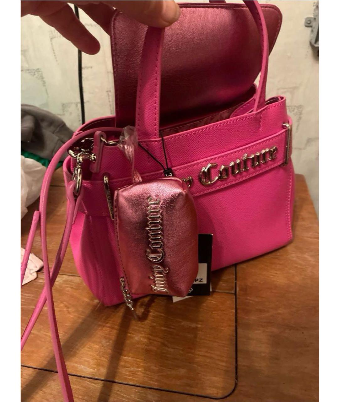 JUICY COUTURE Розовая сумка с короткими ручками из искусственной кожи, фото 4