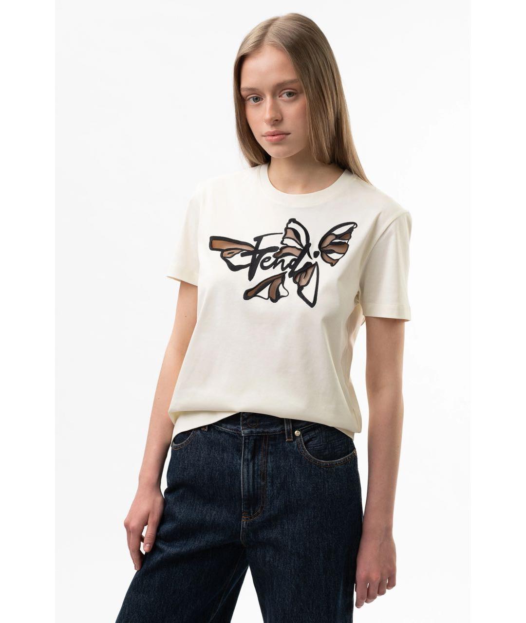 FENDI Белая хлопковая футболка, фото 7