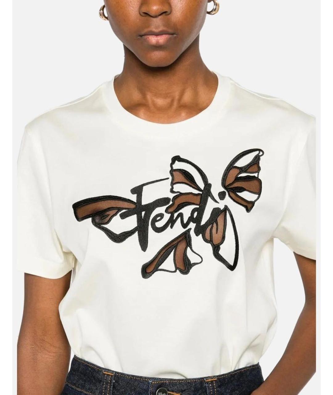 FENDI Белая хлопковая футболка, фото 2