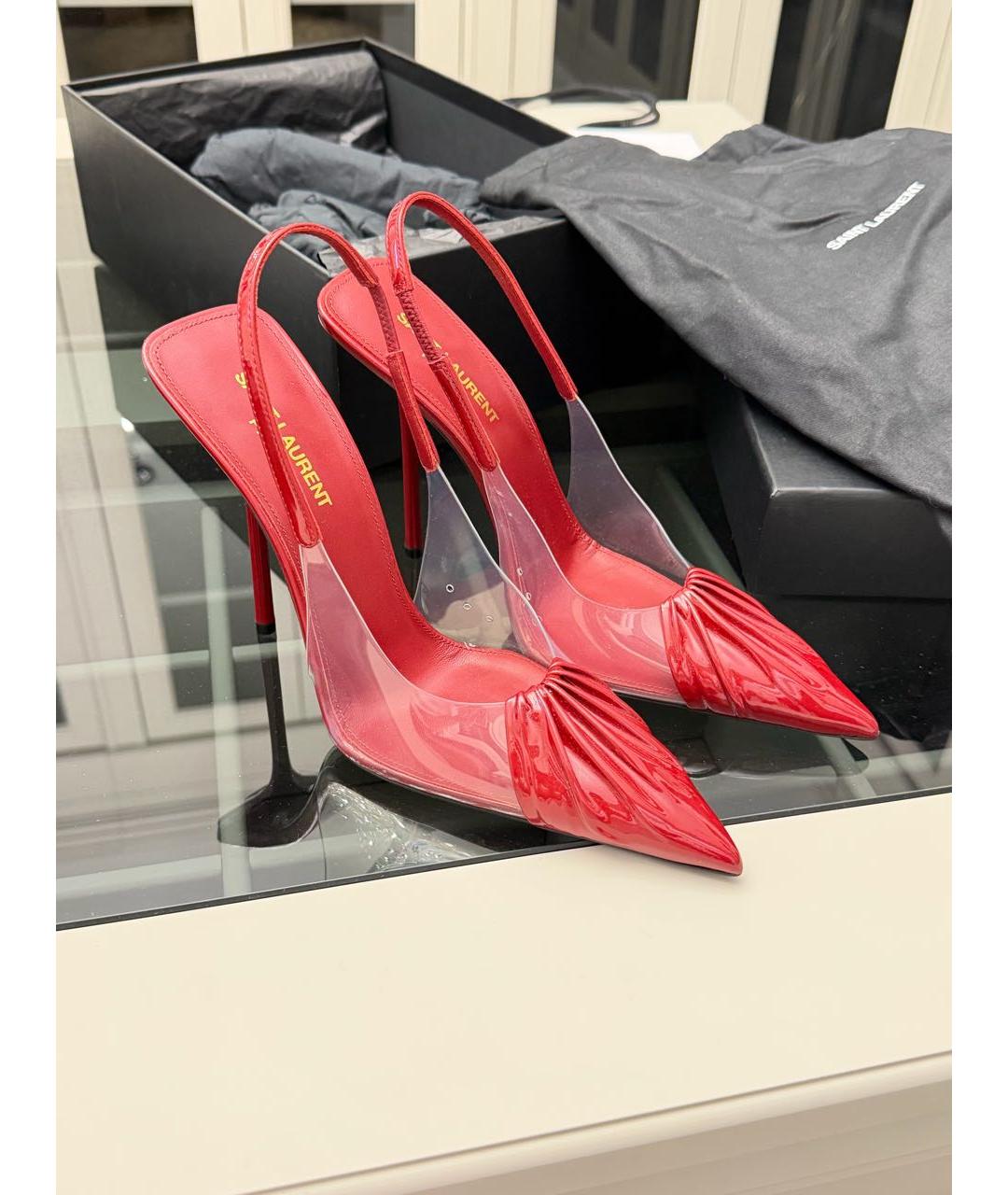 SAINT LAURENT Бордовые кожаные туфли, фото 7