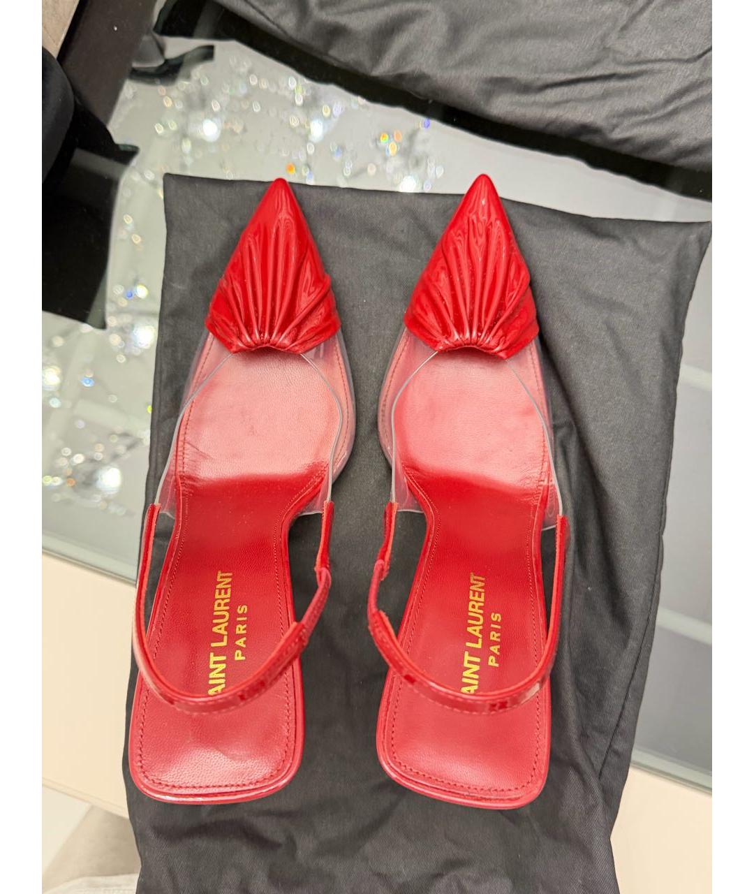 SAINT LAURENT Бордовые кожаные туфли, фото 3