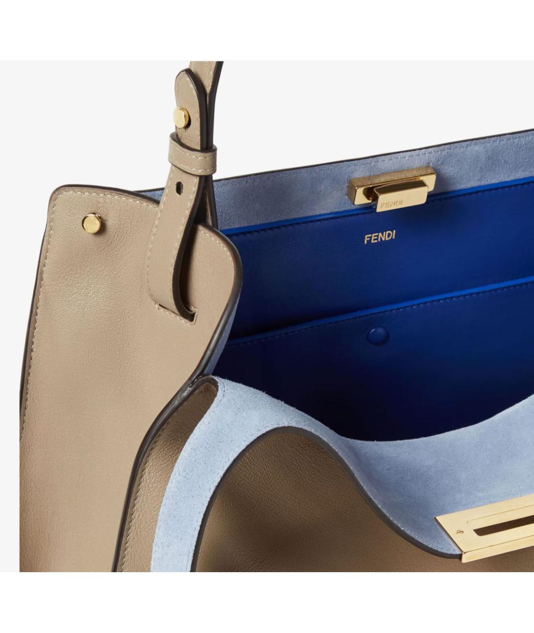 FENDI Бежевая кожаная сумка через плечо, фото 6